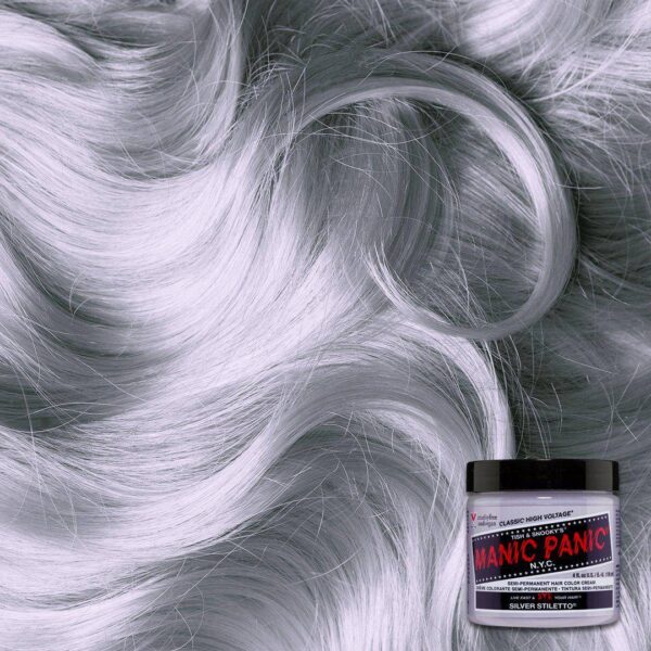 Manic Panic High Voltage Silver Stiletto kreminiai nuplaunami trumpalaikiai plaukų dažai - toneris